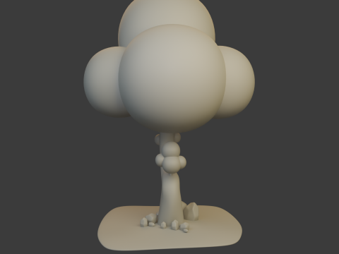 Boom en stenen cartoon 3D Model