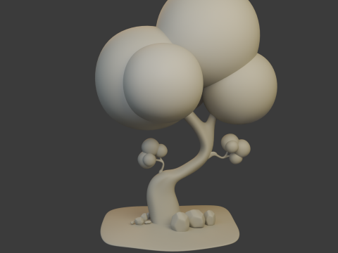 Boom en stenen cartoon 3D Model