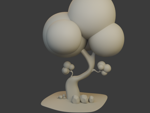 Boom en stenen cartoon 3D Model