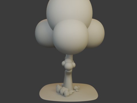 Boom en stenen cartoon 3D Model