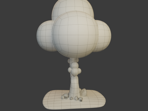 Boom en stenen cartoon 3D Model