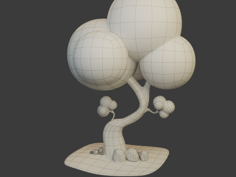 Boom en stenen cartoon 3D Model