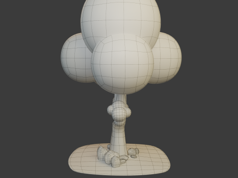 Boom en stenen cartoon 3D Model