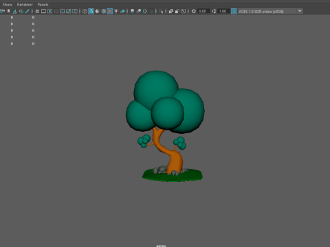 Boom en stenen cartoon 3D Model