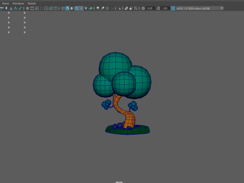 Boom en stenen cartoon 3D Model