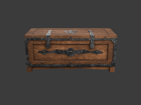 带锁的旧木箱 3D 模型