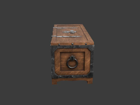 Old wooden chest with lock 3D Model