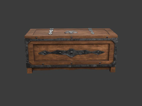 Old wooden chest with lock 3D Model