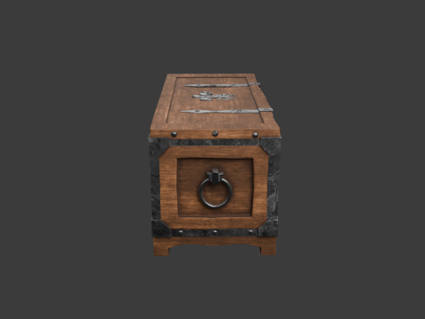 带锁的旧木箱 3D 模型