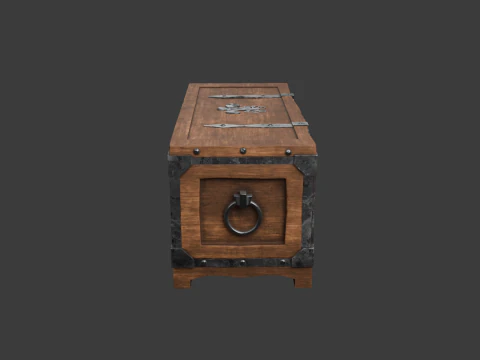 Old wooden chest with lock 3D Model