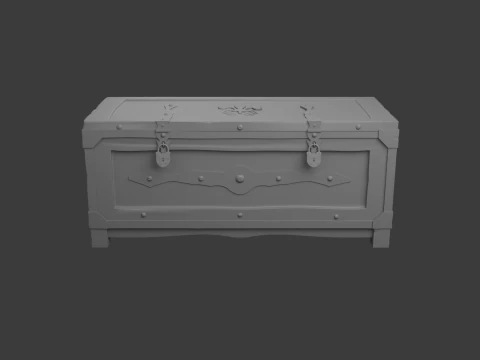 Old wooden chest with lock 3D Model
