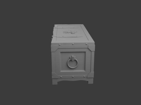 带锁的旧木箱 3D 模型