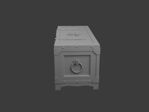 Old wooden chest with lock 3D Model