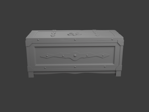 带锁的旧木箱 3D 模型