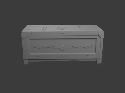 Old wooden chest with lock 3D Model