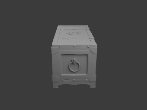 Old wooden chest with lock 3D Model