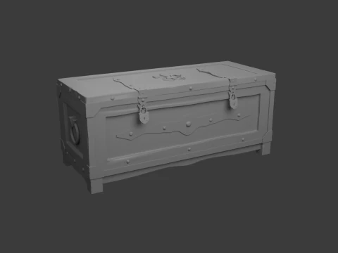 Old wooden chest with lock 3D Model