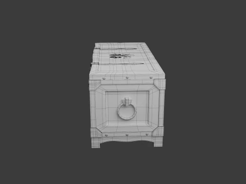 Old wooden chest with lock 3D Model