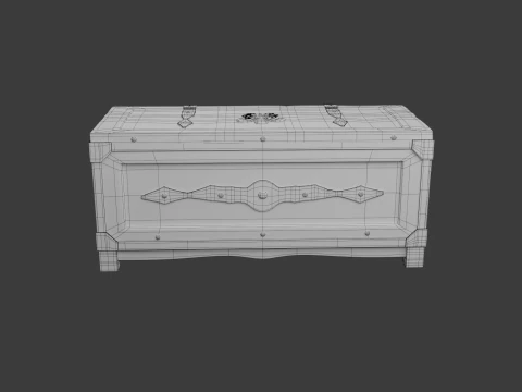 Old wooden chest with lock 3D Model