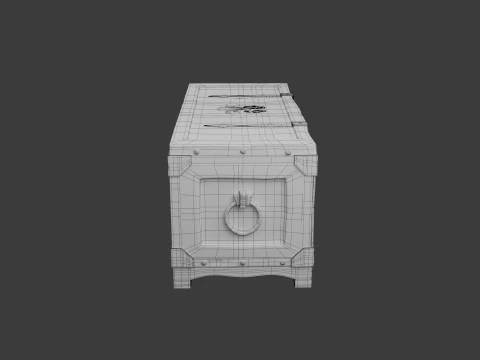 Old wooden chest with lock 3D Model