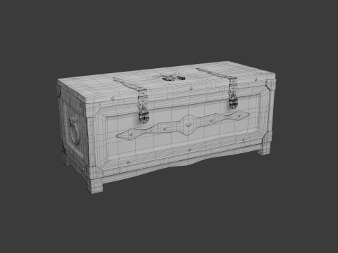 带锁的旧木箱 3D 模型