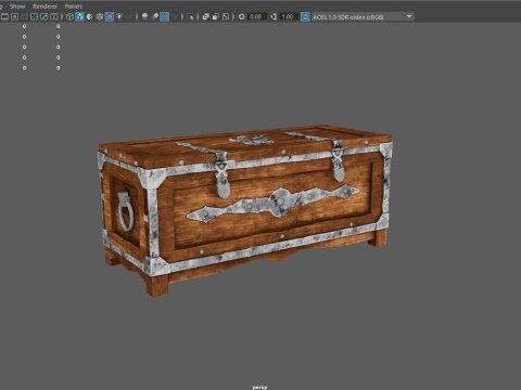 Old wooden chest with lock 3D Model