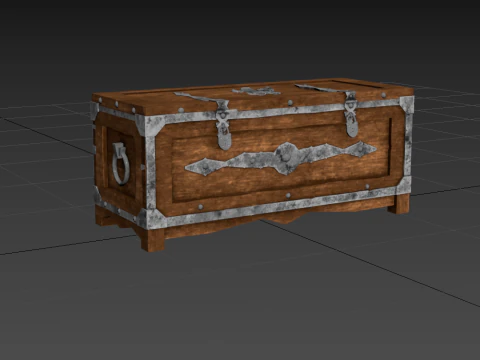 Old wooden chest with lock 3D Model