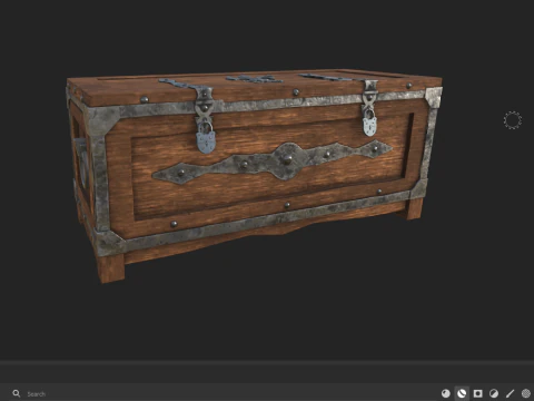Old wooden chest with lock 3D Model