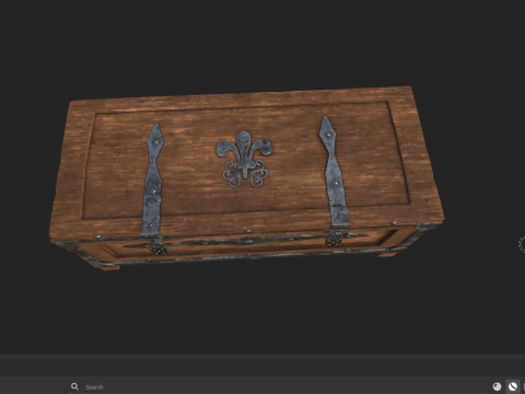 Old wooden chest with lock 3D Model