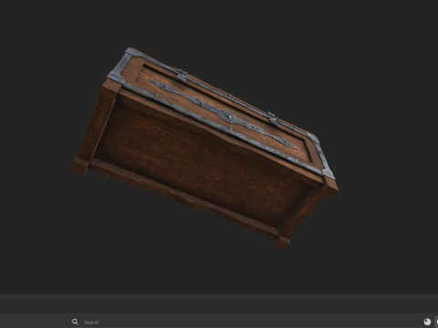 Old wooden chest with lock 3D Model