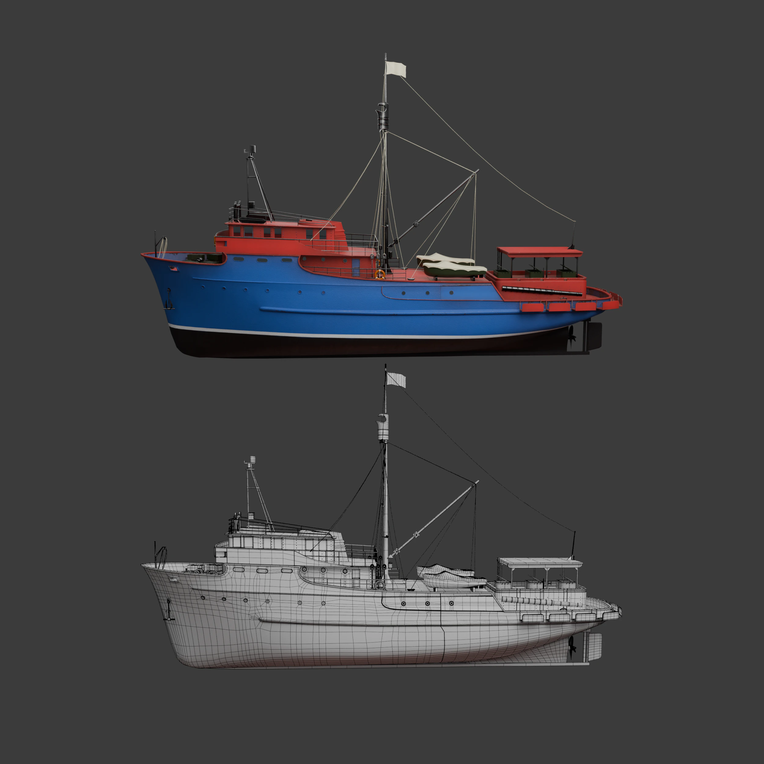 Fishing Boat 02 3D Model .c4d .max .obj .3ds .fbx .stl .blend 