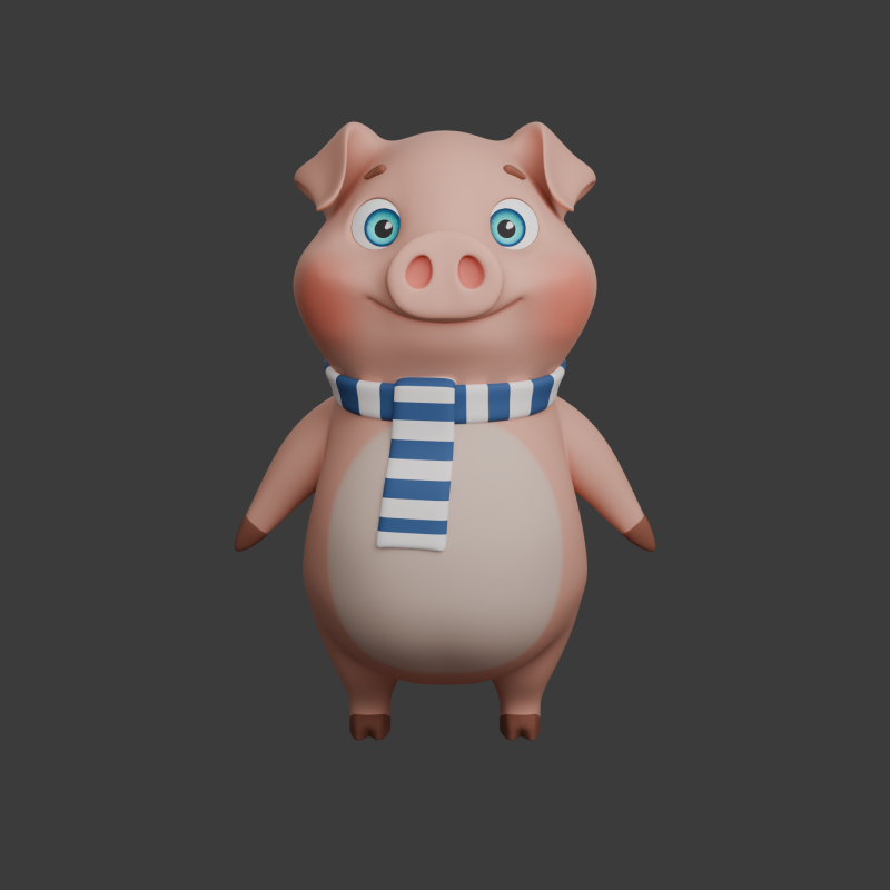 Maiale cartone animato 02 Modello 3D .c4d .max .obj .3ds .fbx .stl .blend