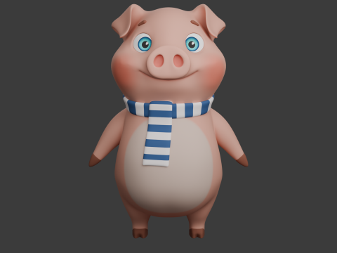 Pig Cartoon 02 3D Model