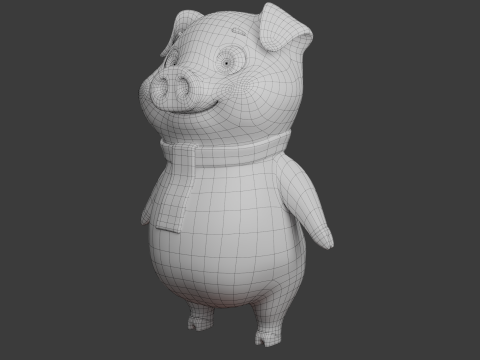 Maiale cartone animato 02 Modello 3D