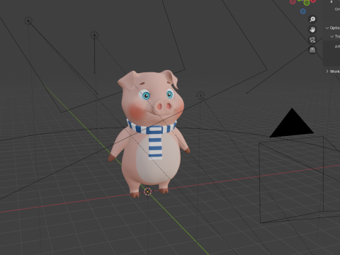 Maiale cartone animato 02 Modello 3D