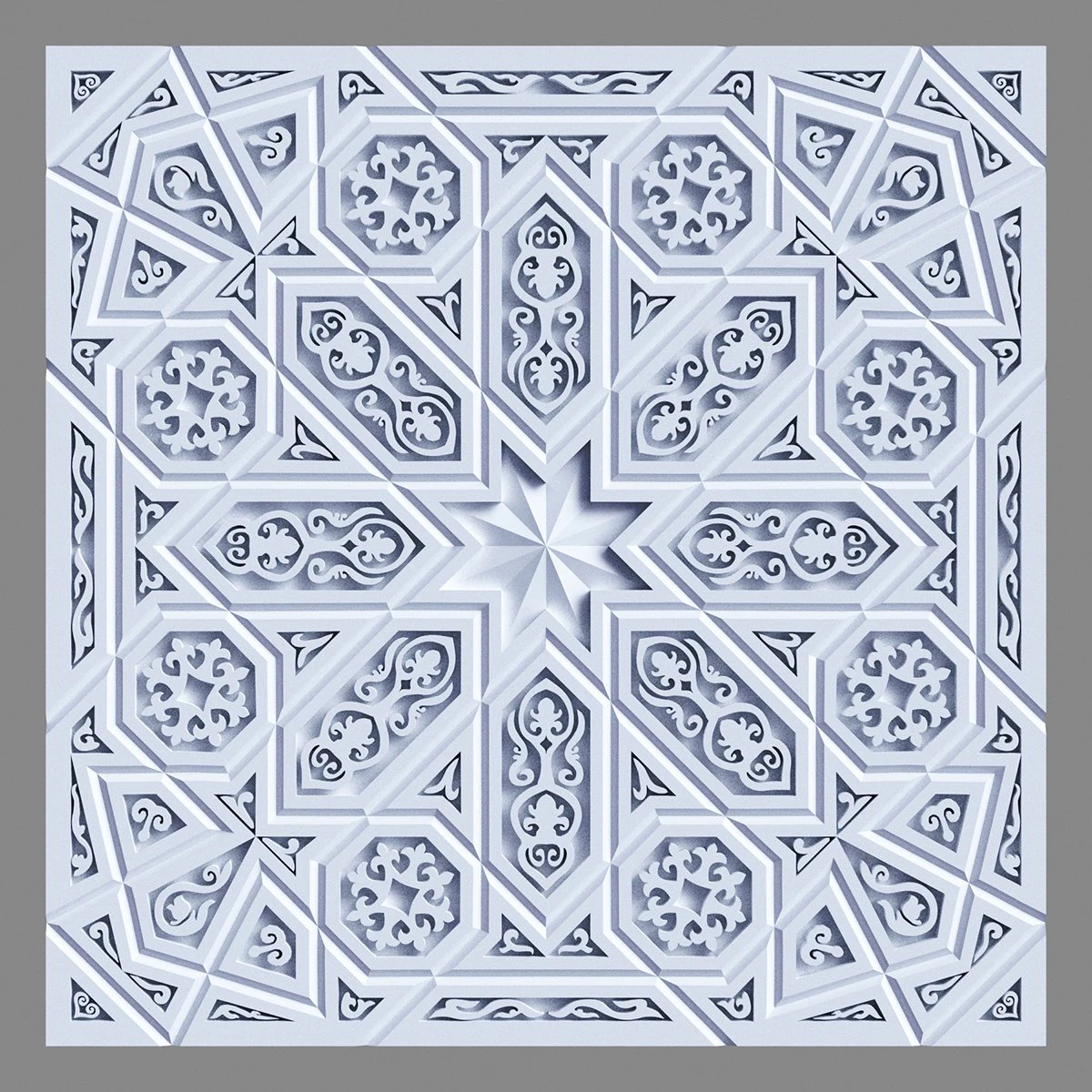decorative panel with ornament 3D Model .c4d .max .obj .3ds .fbx .stl .blend 