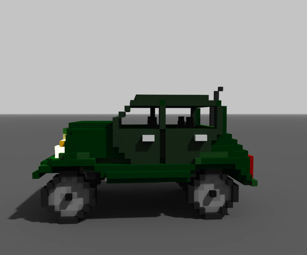 voxel jeep 3D Model .c4d .max .obj .3ds .fbx .stl .blend 