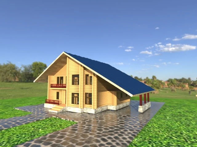 houseberg wood house 26 3D Model .c4d .max .obj .3ds .fbx .stl .blend 