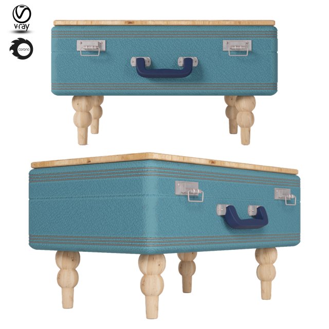 suitcase table Model 3D .c4d .max .obj .3ds .fbx .stl .blend 