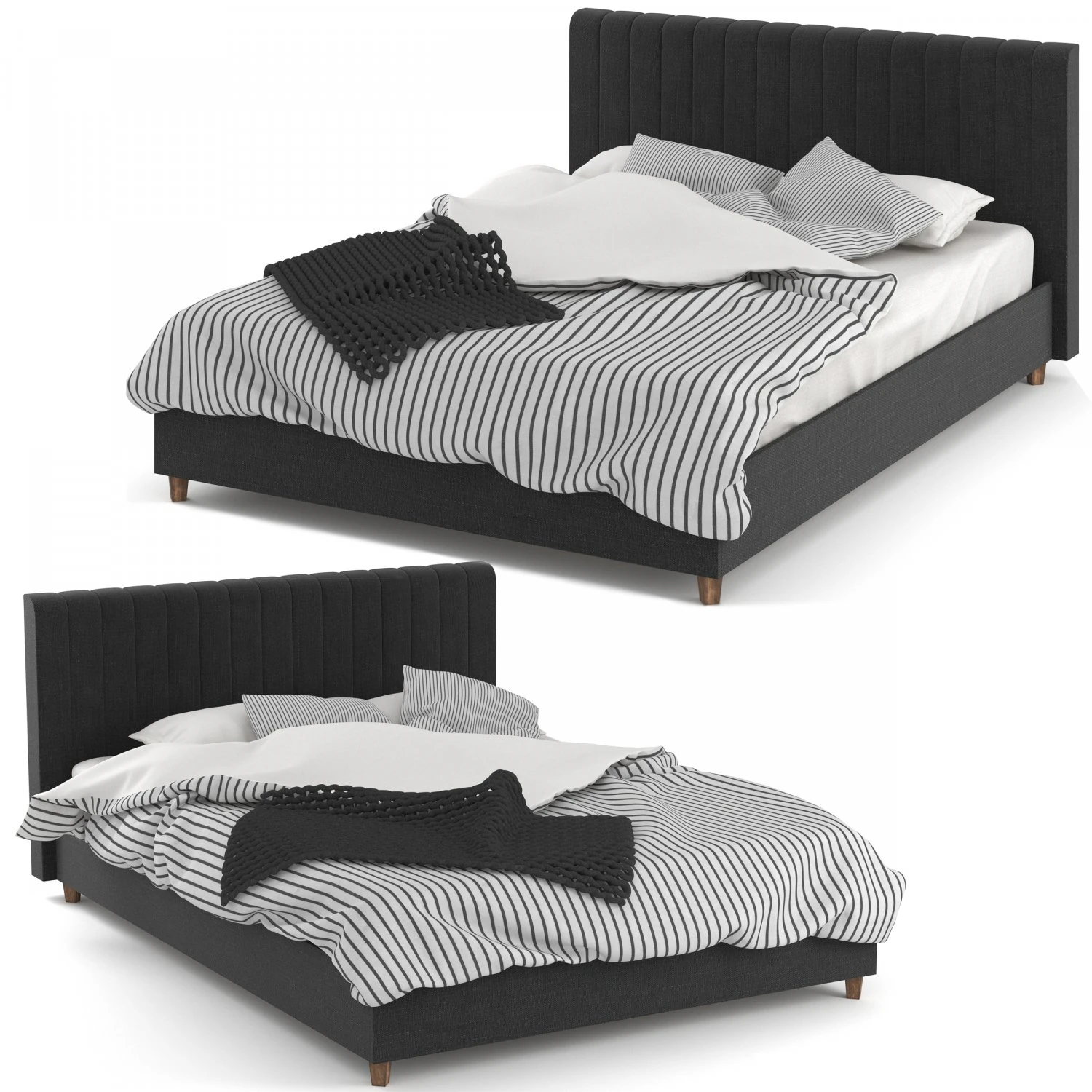 novogratz brittany upholstered platform bed 3D Model .c4d .max .obj .3ds .fbx .stl .blend 