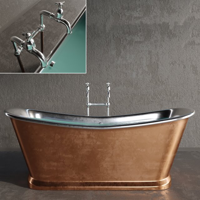 luxury metallic bathtub Model 3D .c4d .max .obj .3ds .fbx .stl .blend