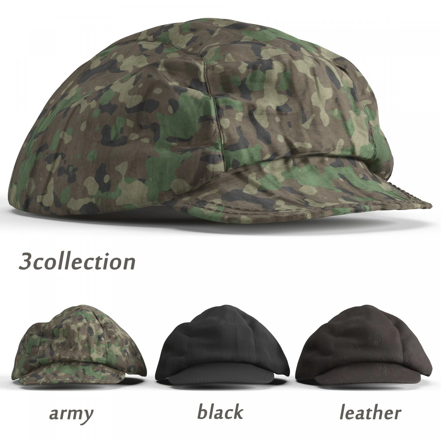 thrasher hat collection 01 3D Model .c4d .max .obj .3ds .fbx .stl .blend 