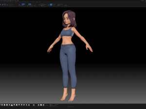 zbrush stylized character girl base mesh - amy style 2 3D Модель