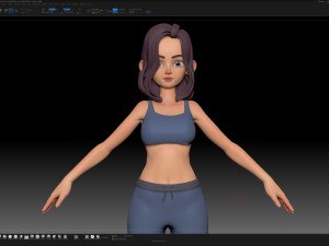 zbrush stylized character girl base mesh - amy style 2 3D Модель