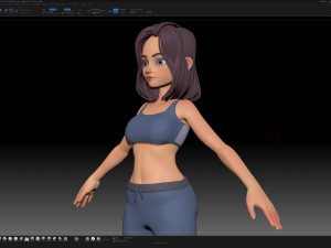 zbrush stylized character girl base mesh - amy style 2 3D Модель