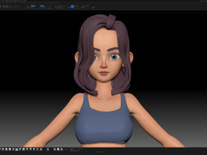 zbrush stylized character girl base mesh - amy style 2 3D Модель