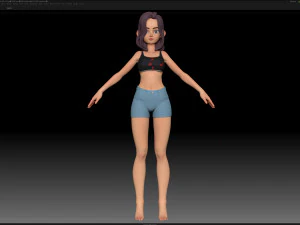 Базовая сетка стилизованного персонажа девушки в zbrush &mdash; стиль девушки Эми 3 3D Модель