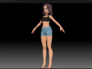 Базовая сетка стилизованного персонажа девушки в zbrush &mdash; стиль девушки Эми 3 3D Модель