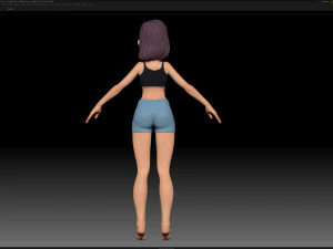 Базовая сетка стилизованного персонажа девушки в zbrush &mdash; стиль девушки Эми 3 3D Модель