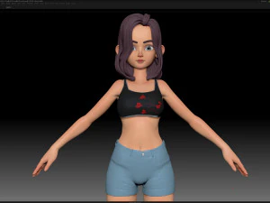 Базовая сетка стилизованного персонажа девушки в zbrush &mdash; стиль девушки Эми 3 3D Модель